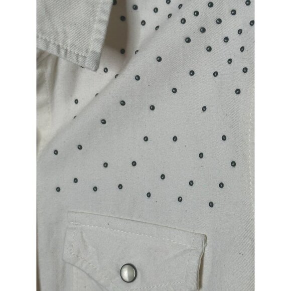 Gap Studded Western Shirt Womens S Cream Pearl Buttons Retro Rockabilly Y2K 90s - Picture 8 of 8